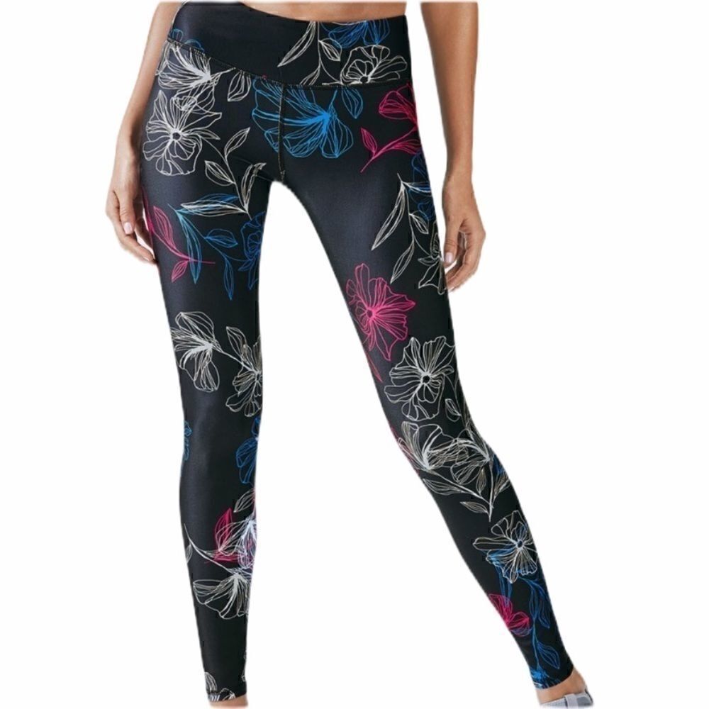 Fabletics XXS red white and blue floral leggings (J1)